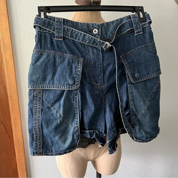 Sacai Pants - SACAI DENIM SHORTS sz 2 S-M Cargo w/ Belt Blue Jeans High Waist